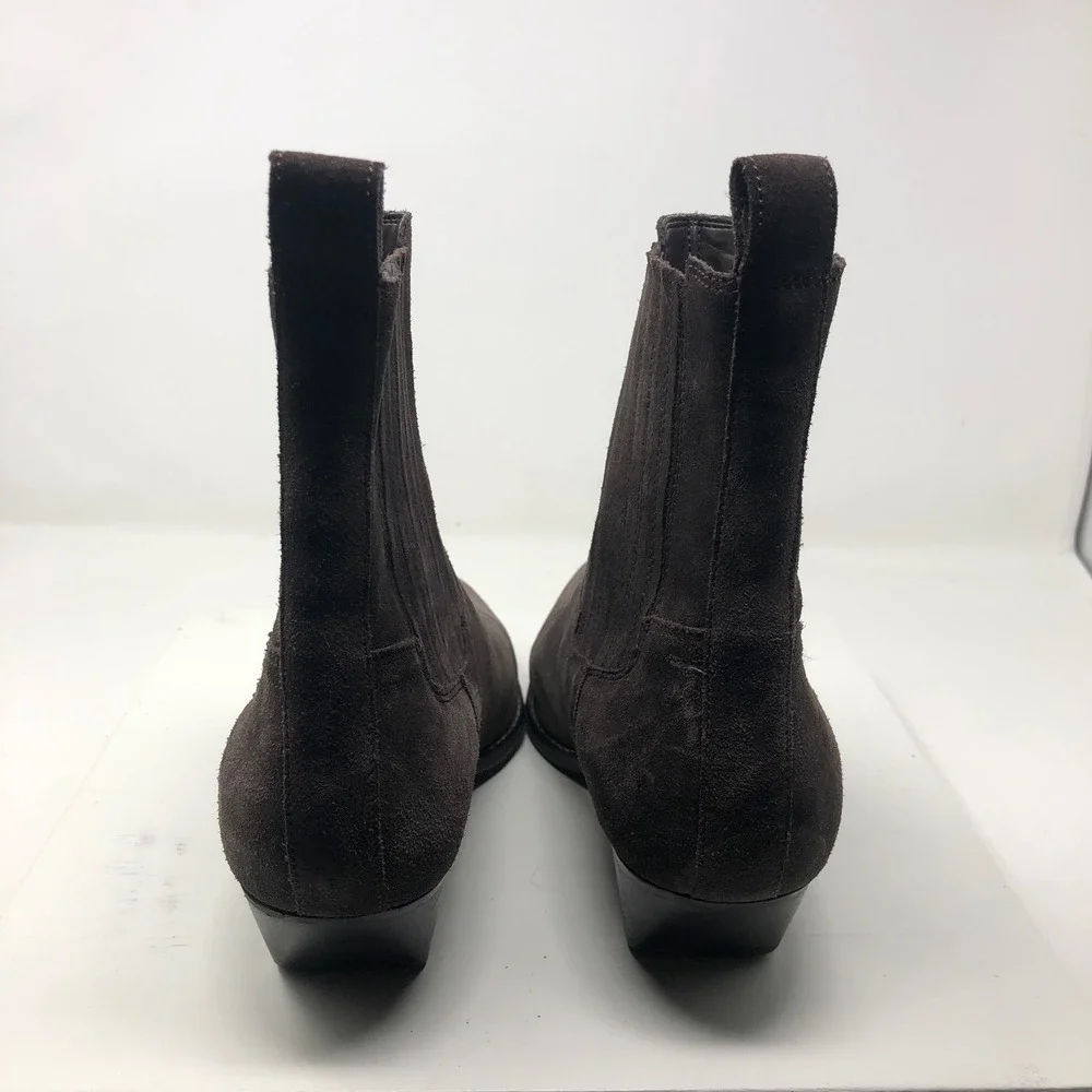 Marc Fisher LTD Boots Womens 9 Brown Suede Metal Toe Western Chelsea Cowgirl